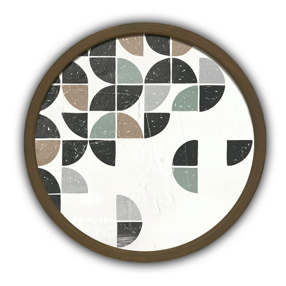 Creative Products Mid Mod Half Circle Abstract 20 x 20 Round Brown Framed Print
