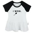 thumbnail image 1 of I Won Funny Dresses For Baby, Newborn Babies Skirts, Infant Princess Dress, 0-24M Kids Graphic Clothes (Black Raglan Dresses, 18-24 Months), 1 of 4