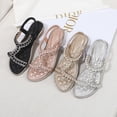 thumbnail image 5 of Woman Sandals Women Shoes Thick Sole Wedge Sandals Fashion Pearl Outdoor Beach Bohemian Sandals Pink 37, 5 of 7
