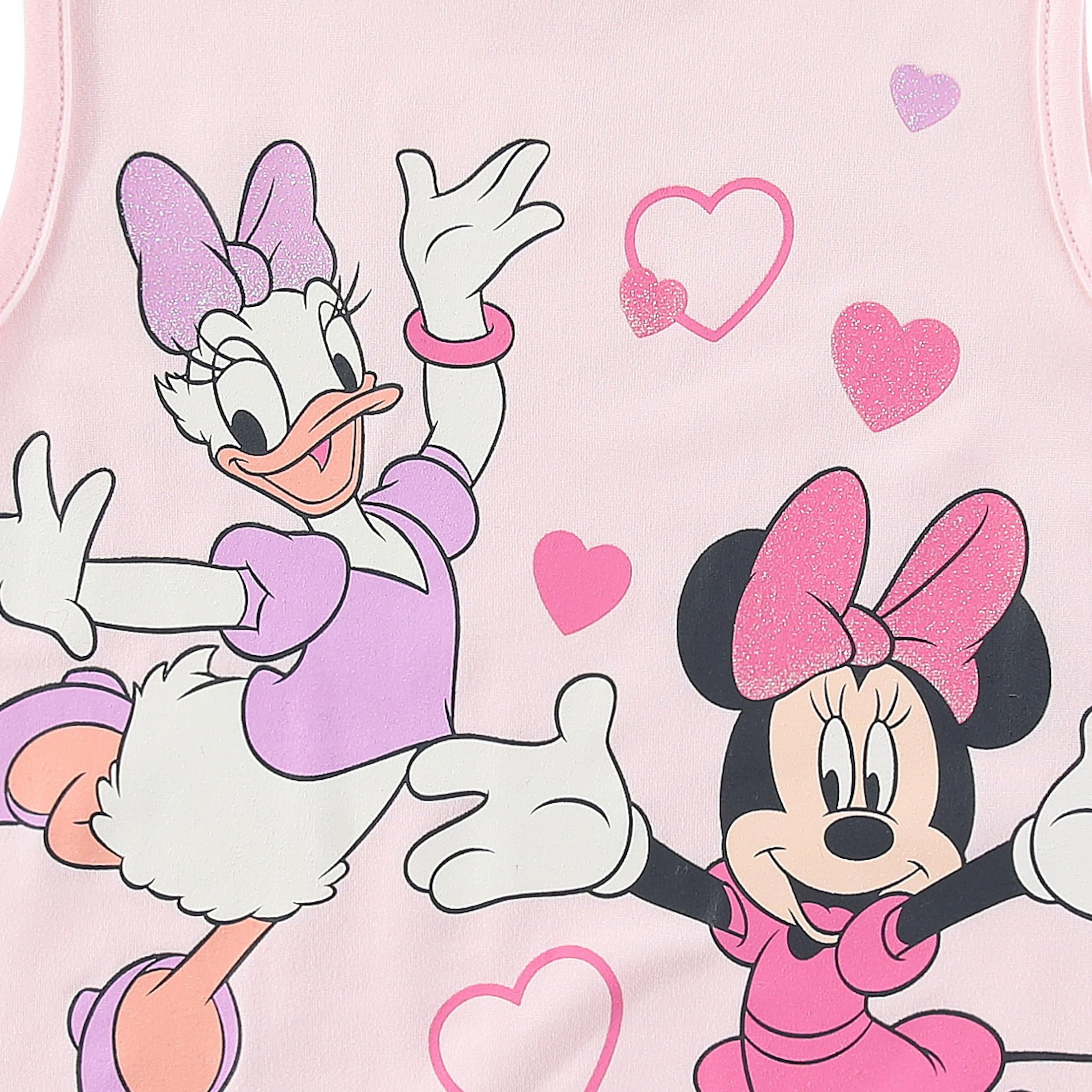 Disney Minnie Mouse and Daisy Duck Mix and Match Short Sleeve T-Shirt, Tank Top, and Shorts (Girls), 4 Piece Set, Sizes 3T-7