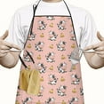 thumbnail image 2 of Pink Cow Bell Pattern Apron-Garden Aprons for Women with Pockets-Cotton Linen Waterproof Kitchen Cooking Gardening Aprons Adjustable for Kitchen,Cooking,BBQ and Salon 33x27 Inch, 2 of 7