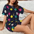 thumbnail image 4 of KLL Colorful Ping Pong Rackets Print Pajama Set for Women Short Sleeve Sleepwear Pjs Soft 2 Piece Lounge Sleepwear Sets-X-Large, 4 of 6