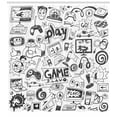 thumbnail image 2 of Video Games Shower Curtain, Gaming Theme Sketch Style Print, Fabric Bathroom Decor Set with Hooks, 70 Inches Long, by Ambesonne, 2 of 2