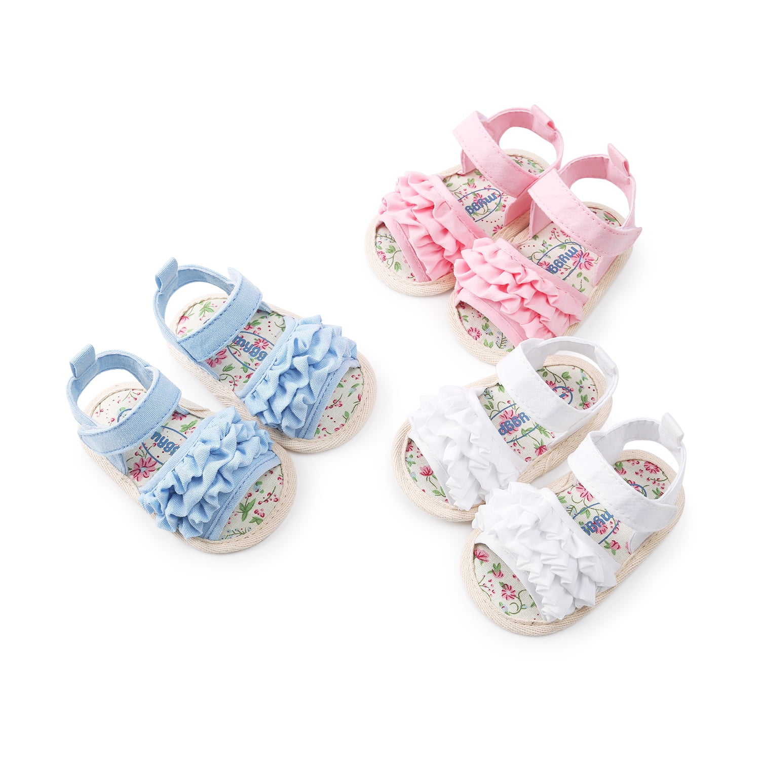 Neband Baby Girls Flat Sandals Toddler Fisrt Walkers Infant Princess Summer Shoes