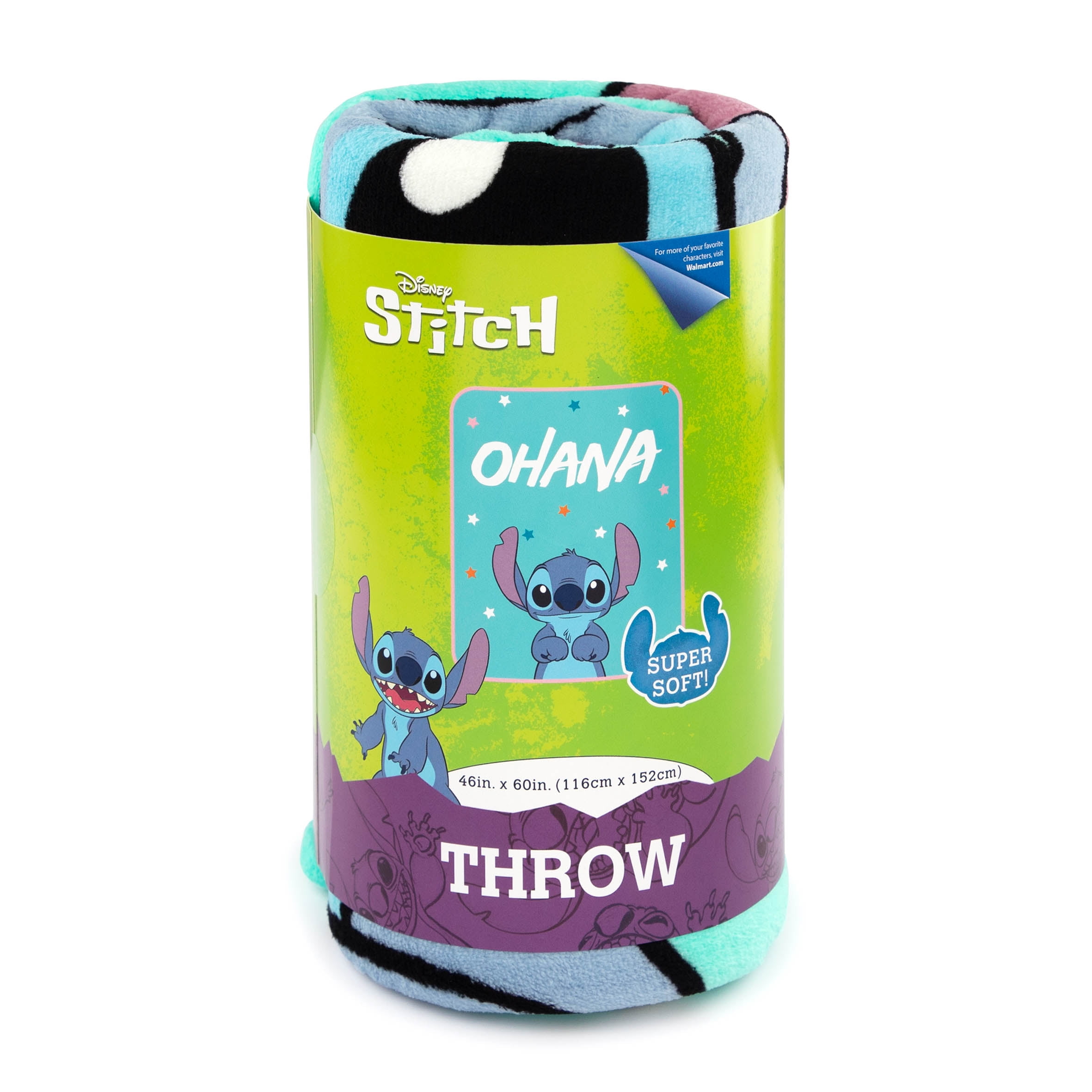 Lilo and Stitch Ohana Star Kids Throw, 46 x 60, Microfiber, Blue, Disney