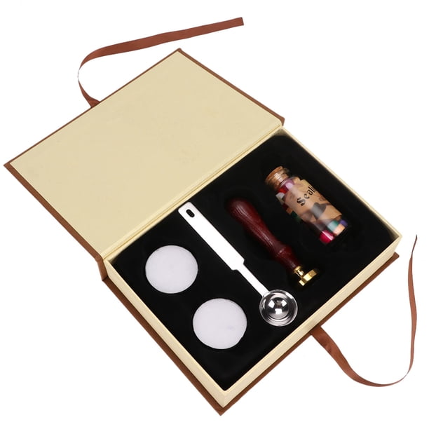 1 juego de sellos de lacre retro con mango de madera, sello creativo DIY con caja de regalo (café)
