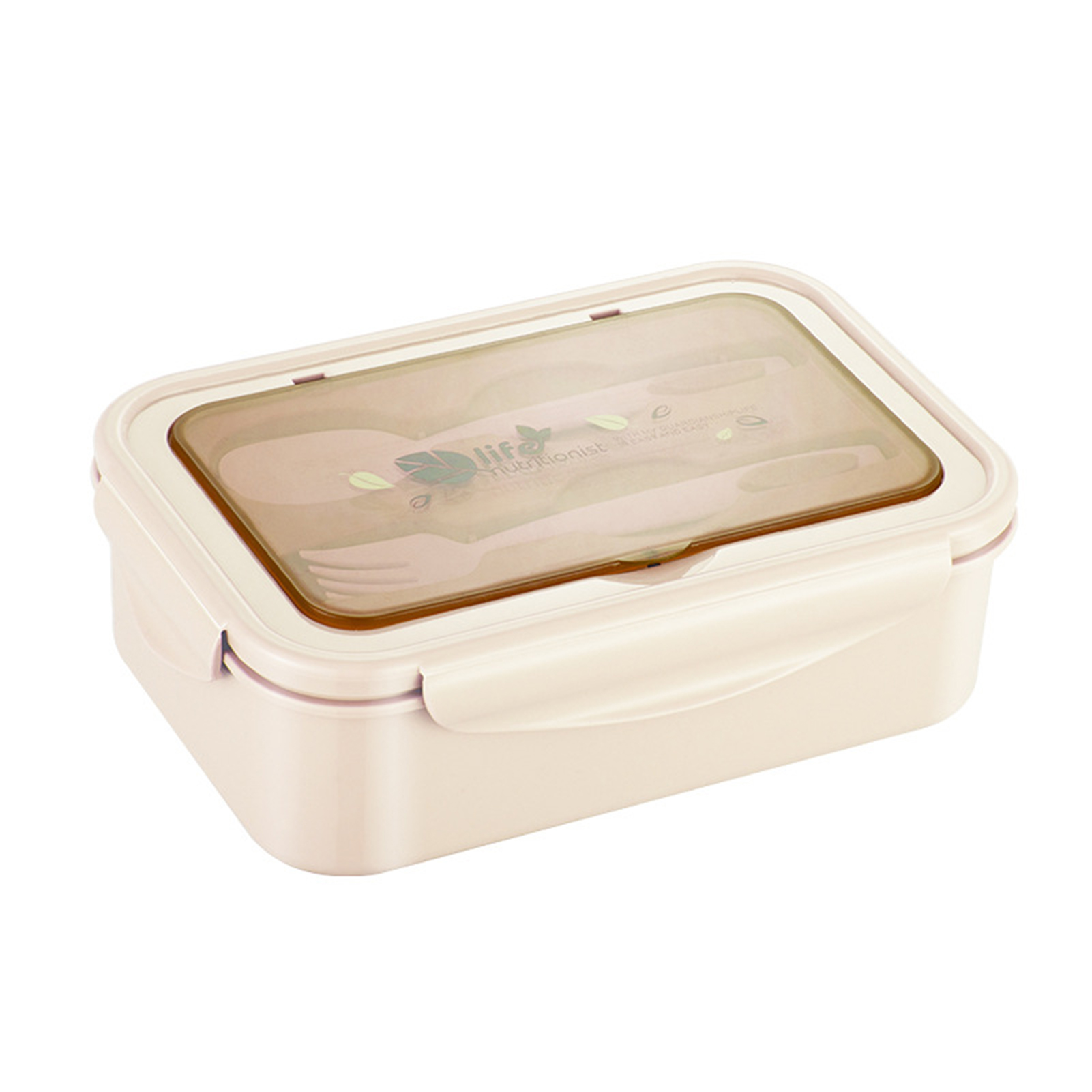 1set Clip-on Lid 2 Compartments Thermal Insulated Lunch Box, With 1 Spoon  And 1 Fork For Microwave Heating, Heat-resistant Sealed Food Container,  Suitable For Kids And Office Workers, Safe, Hygienic And Heat