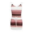 thumbnail image 4 of Ichuanyi Wedding Guest Dresses for Women,Clearance Women Casual V-Neck Sleeveless Bandage Stripe Printing Loose Vest Sling Dresses, 4 of 4
