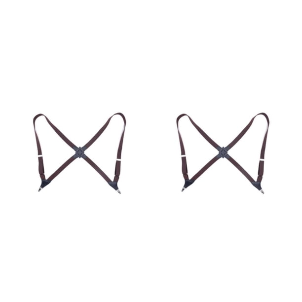 Jumpingount Unisex Brace Reemplazo de moda Adultos coreanos Portable Color sólido Elástico Back Braces con 2 clips Café Café 2piezas