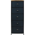 thumbnail image 4 of Sorbus Nightstand Dresser with 5 Drawers - Tall Storage Tower Unit Organizer for Bedroom, Hallway, Closet, College Dorm - Chest Drawer for Clothes, Steel Frame, Wood Top, Fabric Bins (Rustic Black), 4 of 6