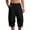 Black@GC@, variant on CONZONE Mens Baggy Linen Capri Pants Wide Leg Pants for Men Trendy Elastic Waist Solid Soft Casual Joggers Pant With Pockets