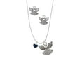 thumbnail image 2 of Delight Jewelry Silvertone Mini Two Sided Blue Heart Silver tone Guardian Angel Charm Necklace and Stud Earrings, 2 of 4