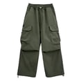thumbnail image 2 of EnJoCho Boys Baggy Cargo Pants Elastic Waist Drawstring Cuff Pockets Wide Leg Athletic Pants Open Bottom Trousers Y2𝗄 Streetwear Boys Athletic Cargo Pants for Back -to-School, 2 of 9