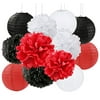 Ladybug Birthday Party Decoration Graduation Party Decorations Black White Red Tissue Paper Pom Pom Paper Flower Decoration Paper Lantern Hanging Paper Decoration for Baby Shower Nursery Decor