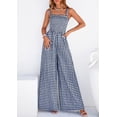 thumbnail image 4 of PRETTYGARDEN One Piece Jumpsuits for Women Summer Sleeveless Smocked Gingham Wide Leg Date Night Rompers Spring Outfits, 4 of 10