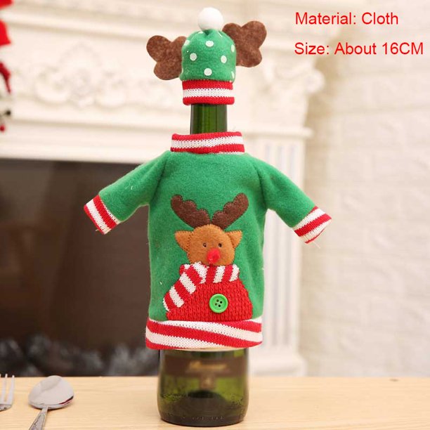 Funda para botella de vino de Navidad, funda para botella de vino de Papá Noel, bolsas, decoraciones para la mesa de la cena de Año Nuevo para el hogar, Navidad, Año Nuevo, Navidad 2023