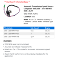 thumbnail image 2 of Automatic Transmission Speed Sensor - Compatible with 2006 - 2010 INFINITI M35 3.5L V6 2007 2008 2009, 2 of 2