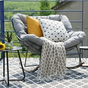 Grand Patio Outdoor 2-Piece Rocking Chairs, Oversized Padded Cushion Rocker for Porch, Gray