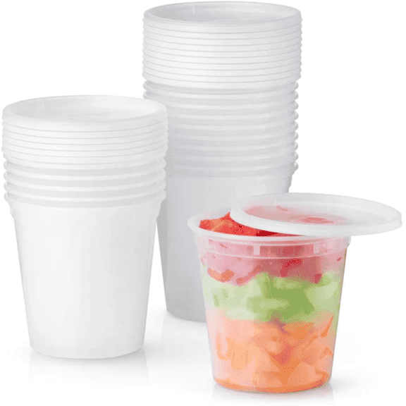 Vezee 32 Oz Deli Containers with Lids, BPA Free Leak Resistant Plastic Food Storage Containers for Soup, Salad, Meal Prep and Leftovers, Clear, 120 Count