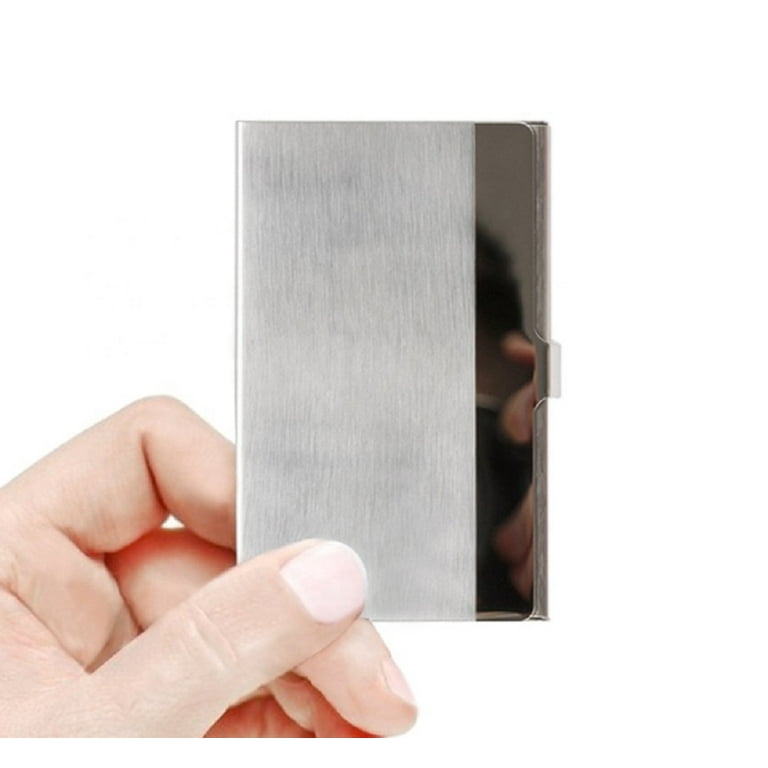 Pocket Aluminum Steel & Metal Business Card Holder Case ID Credit Wallet  Silver