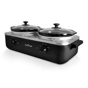 Pyle Dual Pot Electric Slow Cooker Food Warmer Food Buffet Warming