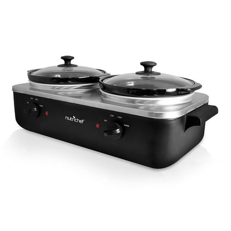 NutriChef Dual Pot Electric Slow Cooker Food Warmer/Buffet Warming NutriChef Dual Pot Electric Slow Cooker Food Warmer/Buffet Warming Server - NutriChef Dual Pot Electric Slow Cooker Food Warmer/Buffet Warming