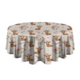 thumbnail image 5 of Beige Highland Cow Flower Pattern Round Tablecloth 60"x60",Wrinkle Wipeable Table Cloth for Kitchen Dining Room Picnic Patio Party, 5 of 6