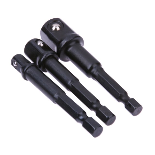 3 unids/set 1/4 3/8 1/2 taladro eléctrico hexagonal llave de vaso adaptador de extensión