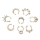 thumbnail image 2 of Juego de 9 piezas de piercings para la nariz, sin perforaciones, para mujer, a la moda. Oro, 2 of 5