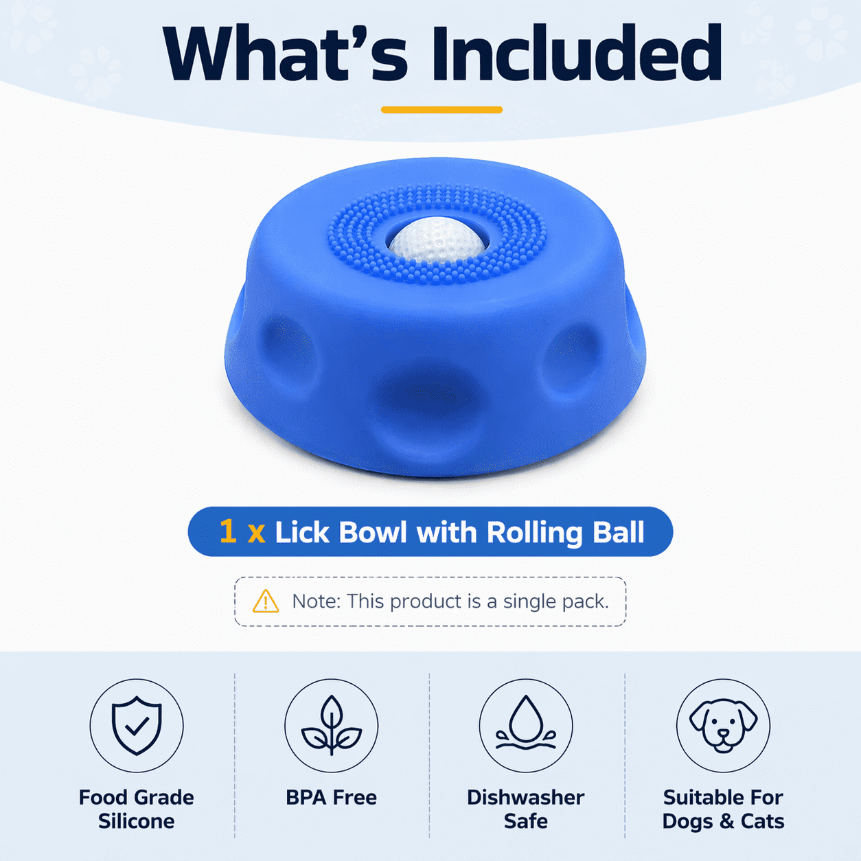 Dog Lick Bowl with Ball,Lick Ball Bowl for Dogs,Dog Licking Bowl with Rolling Ball,Slow Feeder Ball Bowl to Slow Pet Eating,Rolling Ball Dog Bowl Give Pet More Time to Enjoy Eating. (Blue-1pcs)