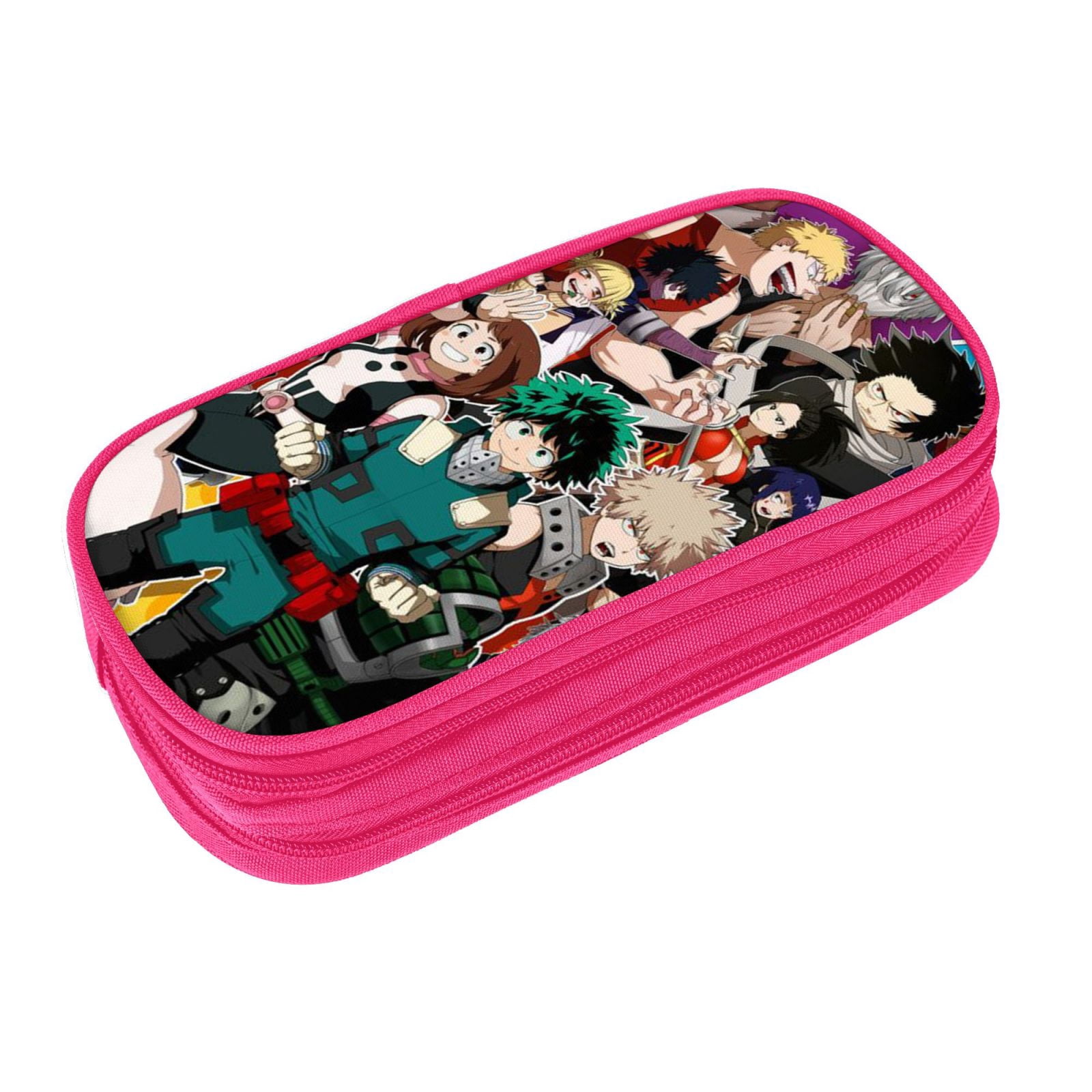 My Hero Academia Pencil Case Large Capacity Pencil Pouch Pen Bag Office Stationery Organizer Travel Makeup Bag Pink