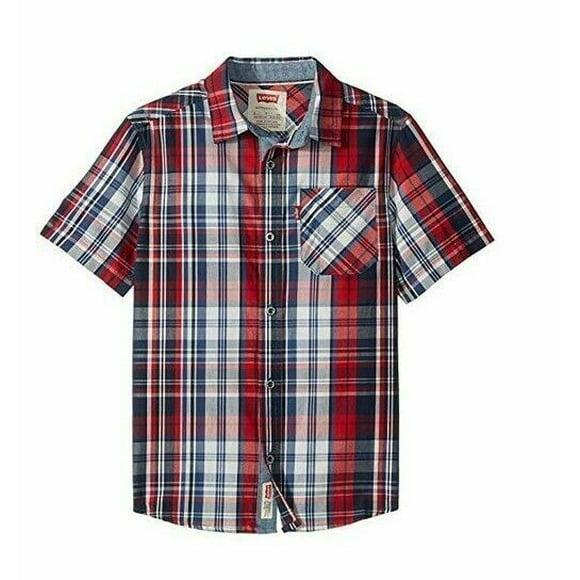 Levi's Youth The Smith Chemise à Manches Courtes Rouge Chinois Taille TG 13-15 Ans