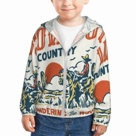 

Lukts Cowboy Rising Horse Print Children s Long-Sleeved Sun Protection Clothing Hooded Sweatshirts for Boys and Girls Outdoor Sports-2 Years