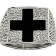 thumbnail image 1 of Stainless Steel Textured Black Enameled Cross Ring (Size 9) Made In China sr468-9, 1 of 5