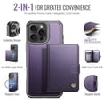 thumbnail image 2 of JEEHOOD Case For iPhone 14 Pro Max, RFID Blocking Compatible With MagSafe Detachable 2 In 1 Wallet With Snap fastening Card Holder,PU Leather Case,Kickstand Magnetic Protective Women Men Cover,Purple, 2 of 8