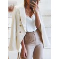 thumbnail image 2 of Womens Double Breasted Tweed Blazers Casual Long Sleeve Open Front Blazer Jackets Work Suits, 2 of 6