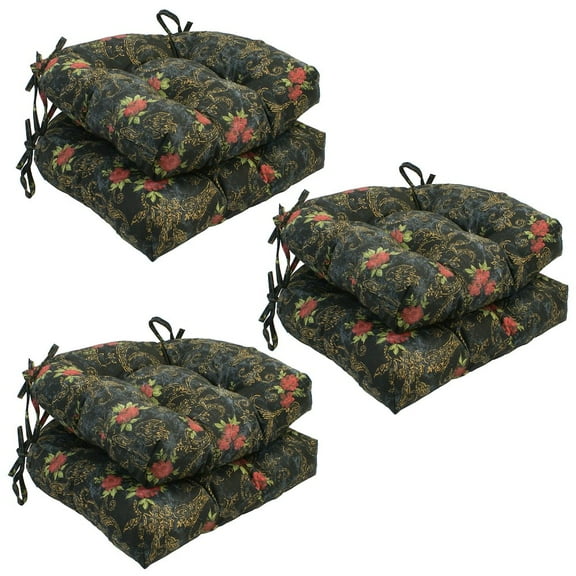 Blazing Needles 16-inch U-shaped Tufted Chair Cushions (Set of 6)