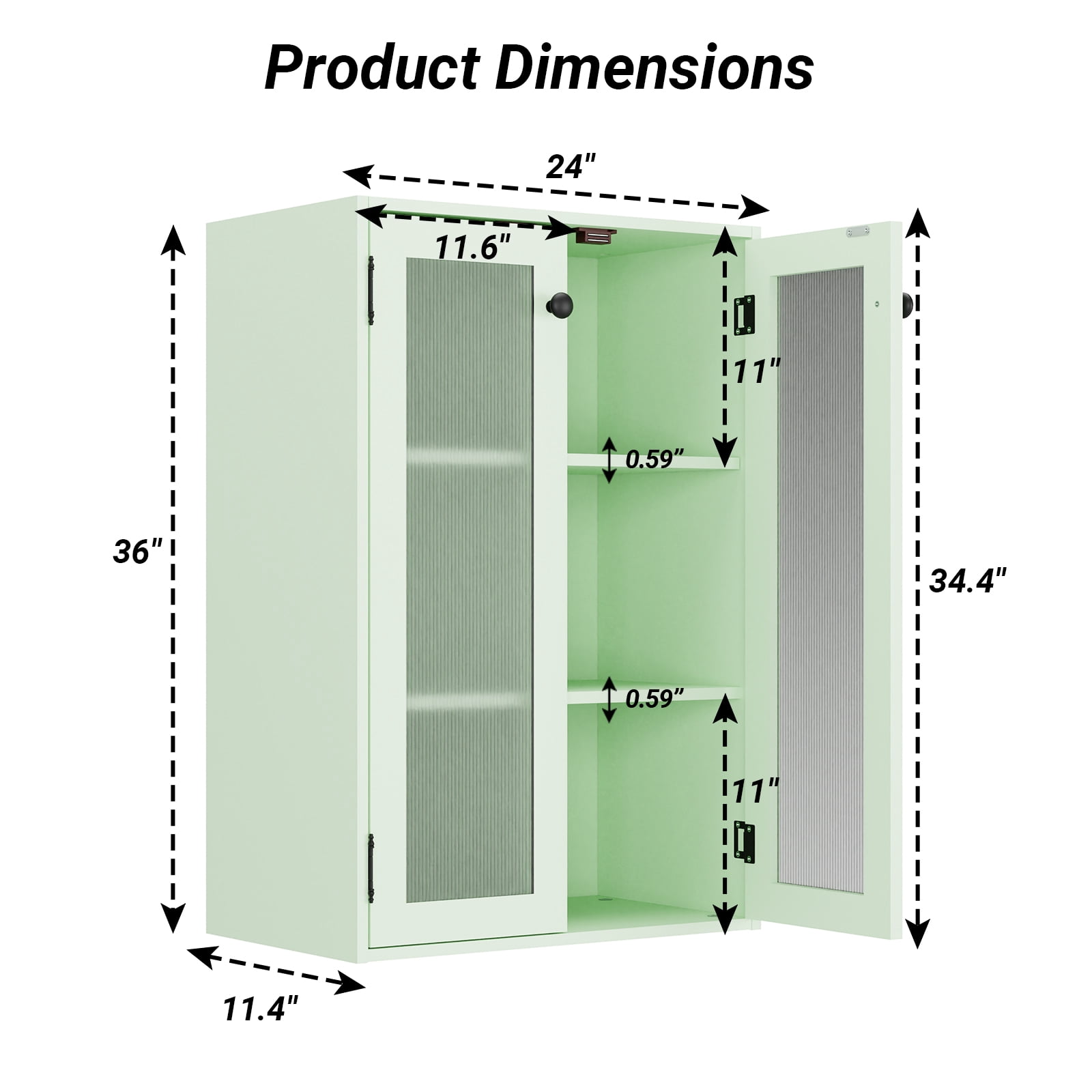 KZElegy Storage Cabinet 6 Cube Shelf with Glass Door ,Wall Mount or Freestangd Cabinet With Doors,11" Cube,Green