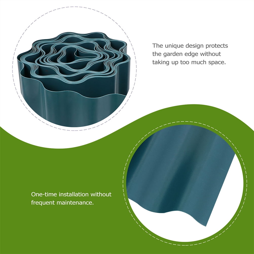 LOLIPPYY 2 Rolls Dark Green Plastic Garden Edging for Yard Lawn, Decorative Landscape Border, Lawn Edging Solution