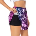 thumbnail image 3 of Lsque Blue Lightning Printed Women's Running Shorts with Liner Pockets,Elastic Quick Dry Workout Athletic Gym Yoga Shorts,Womens High Waist Shorts-Large, 3 of 9