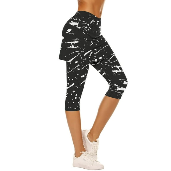 SwiftWear Women's Skirted Capri Leggings - High Waisted Yoga Skort with Built-in Pants Athletic Workout Capris S-2XL