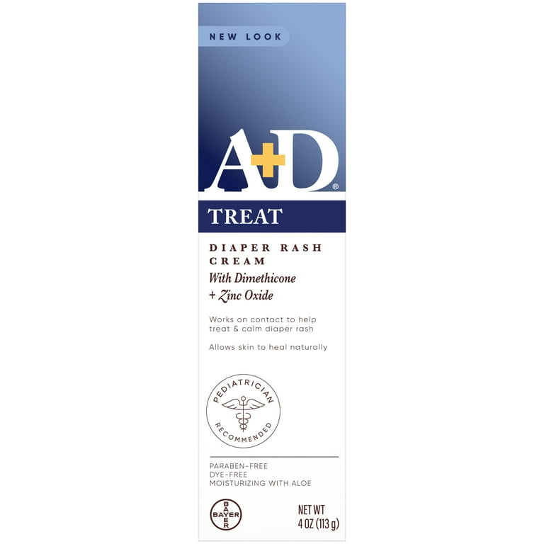 A+D Treat Diaper Rash Cream, Baby Skin Care with Zinc Oxide, 4 Oz
