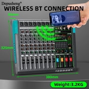 Depusheng PA8 Mixing Console 8-Channel Audio Mixer with 48V Phantom 256 DSP USB Bluetooth Black for Professional and Beginner