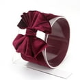 thumbnail image 2 of Odeerbi Baby Girls Elastics Hair Bows Headband Toddler Gold Velvet Pleated Headband Cute Solid Color Oversized Headband Hair Accessories Burgundy, 2 of 4