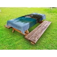 thumbnail image 1 of Nature Outdoor Tablecloth, Canadian Emerald Lake Scenery with a Wooden Cottage House Country View, Decorative Washable Fabric Picnic Tablecloth, 58 X 120 Inches, Petrol Blue Olive Green, by Ambesonne, 1 of 2