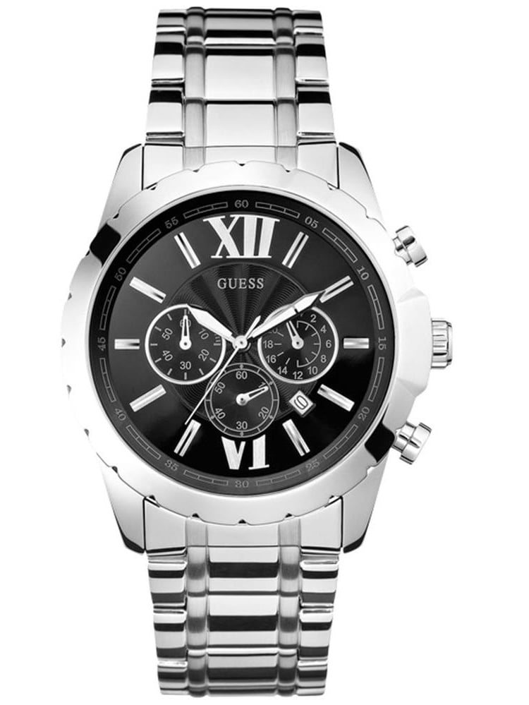 atom ansøge kultur Guess Men's Optic 44mm Steel Bracelet & Case Quartz Black Dial Analog Watch  W0193G2 - Walmart.com
