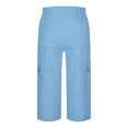 thumbnail image 7 of Women's Capri Pants Plus Size Elastic Waist Button Zipper Cargo Cropped Solid Color Loose Fit Summer Long Shorts Daily Wear, 7 of 7