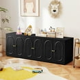 thumbnail image 5 of Wirrytor 6-Doors Farmhouse Sideboard with Adjustable Shelves ,Buffet Cabinet with Storage for Kitchen Dining Room,Wooden Fluted Cabinet, Under TV Cabinet with Storage Black, 5 of 6