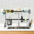 thumbnail image 7 of 2-Tier Stainless Steel Over the Sink Dish Rack (Large, Black), 7 of 7