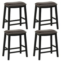 26-Inch Bar Stool Set of 4 Counter Height Saddle Stools with Upholstered Seat